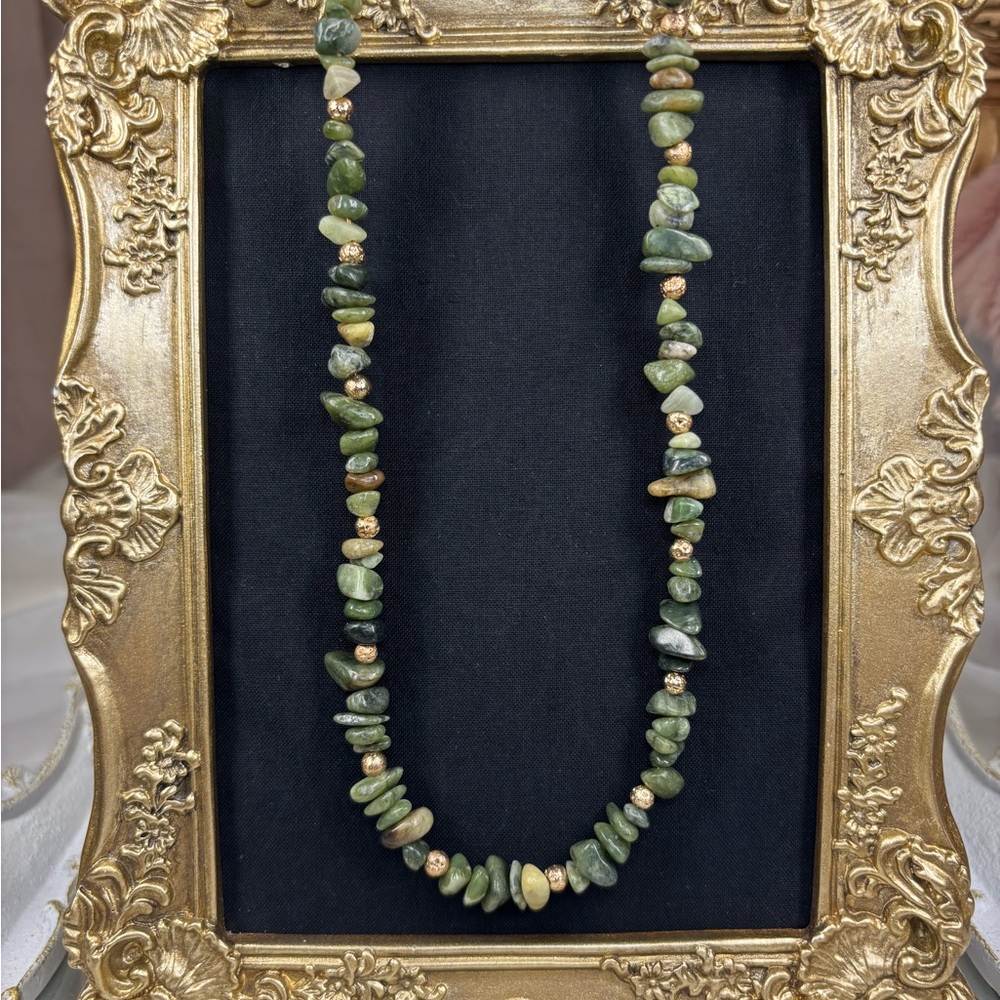 Genuine Jade and Lava Stone Necklace